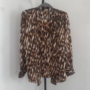 AKIRA Women's Brown Patterned Blouse